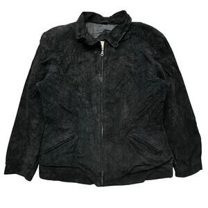 Middlebrook Park Suede Leather Jacket Mens Large Lined Black Bomber Full Zip